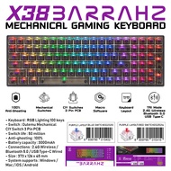 Nubwo X38 Barrahz Mechanical Gaming Keyboard SW BT/Wireless คีย์บอร์ดเกมมิ่ง ปุ่มใส ไฟ Full RGB สินค