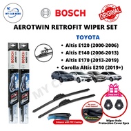 BOSCH Aerotwin Retrofit U Hook Wiper Set for Toyota Corolla Altis E120 E140 E170 E210 (Year 2000+) (