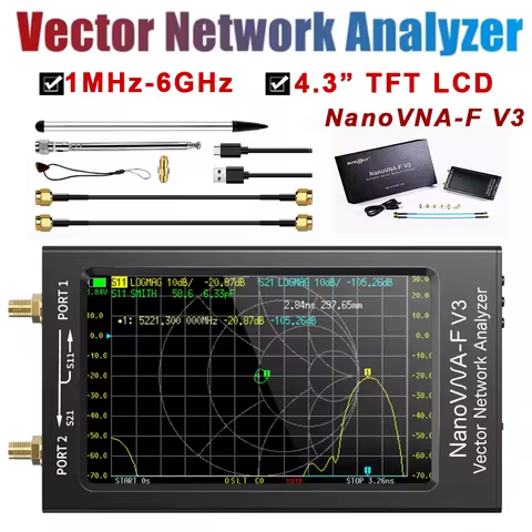 4.3inch NanoVNA-F V3 V2 VNA Vector Network Antenna Analyzer 1MHz-6GHz/50kHz-3GHz Lan Testers MF/HF/V