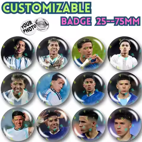 Super E-Enzo Fernandez Argentina Radar Customizable Brooch Pins, Personalized Badges With Broken Gla