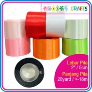 Satin Ribbon 5cm Wide 2 inch/ Plain Ribbon Roll Length 20 yards +-18 meters Ready in Many Colors