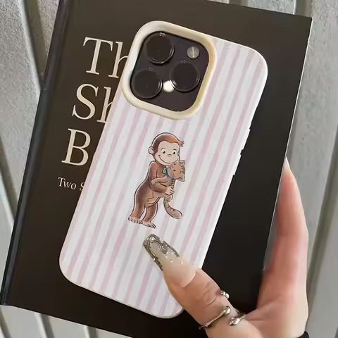 Striped Monkey Holding Cat Phone Case For iPhone 17 Pro Max Air X XR XS Max 7 8 Plus 16 Pro 15 14 13