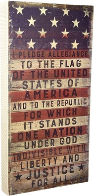JIMIN wall art Wood Sign Rustic Patriotic Box Sign, 9 x 18-Inches, Pledge to The Flag gift idea