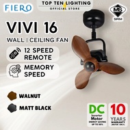 FIERO VIVI 16 Inch 3 Blades 12 Speed Remote Control DC Motor Ceiling Fan Wall Fan Corner Fan Kipas S