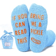 Zmart Pickle Gifts Kids - Funny Cute Fuzzy Socks for Boys Girls 7-9 Years Old