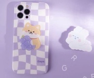 紫色棋盤格仔連支架（三款支架選一款）iPhone 13 iPhone 12 iPhone 11 X XR XS Max 7P 8P 手機殼case Pro Max, Pro