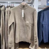 UNIQLO 2024เสื้อกันหนาว Shufulei ของผู้ชายของแท้469473ครึ่งเสื้อกันหนาวมีซิป