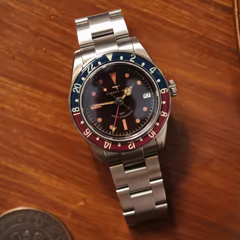 DAGGER-AXE Men Diver Watch 39mm GMT Sport Automatic Mechanical Wristwatch 10Bar Waterproof C3 Lumino