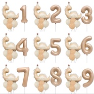 6pcs CARAMEL NUMBER MATTE DINO BALLOON PACKAGE