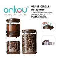 ANKOU Glass AirTight Coffee Beans Container - Glass Circle Air-Exhaust