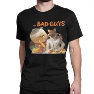 Men's 100% Cotton Round-Neck Short-Sleeve T-Shirt with 【The Bad Guys  2】Cartoon Print