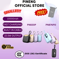 Smallest 3c certificates approved Pineng PN876PD Fast Charging Built In Cable Type C & IP Powerbank 