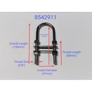 Marine Grade 316 Stainless Steel U-Bolt 3/8" with Plate and Nuts