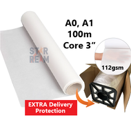 A1&A0 Tracing Paper Roll 100meters 112gsm 3" Core