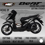 Cutting Sticker Beat Deluxe -GTATIS STICKER VELG Aksesoris Motor Stiker Honda Beat 2020 2021 2022 Schotlite Cutting Stiker Striping Lis Variasi Beat Deluxe / CBS / ISS / Street Hologram Laser Krom Pelangi dan Warna Solid Simple Minimalis Elegant Stylish