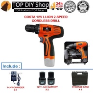 2 Speed COSTA Cordless Hand Drill Electric Drill 12W +COSTA 880W Mesin Grander Grinder Bosch Car Pol