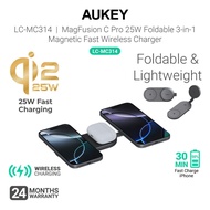 Aukey LC-MC314 MagFusion C Pro 25W Qi2.2 Foldable 3-in-1 Magnetic Fast Wireless Charger (24 Months W