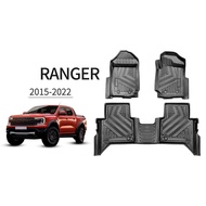 3D TPE Floor Liners Car Floor Mats For Ranger 2012-2023 T6 T7 T8 T9 PX PX2 PX3 Wildtrak XLT Xl Doubl