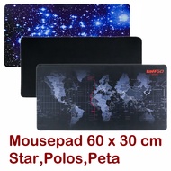 Gaming Mousepad Large Mouse Pad size 30 x 60 cm Base size 60 x 30 cm Plain Star Map Motif