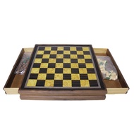 🚓Solid Wood Chess with Drawer Storage Magnetic Chess Game Set Family Entertainment Chess Box