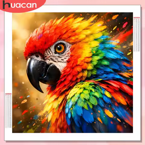 HUACAN Diamond Painting Parrot Animal Square Round Drill Square Round Drill Kits Diamond Mosaic Kits
