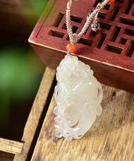 秒殺價 天然和田玉藕粉人生如意吊墜