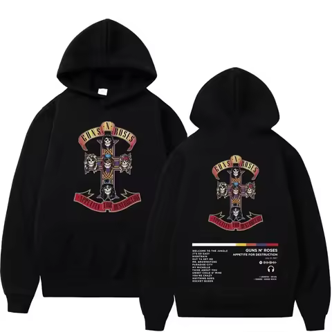 Men's and Women's Guns N Roses Printed Hooded Sweatshirts Guns N Roses Unisex Clothing Printed Rock