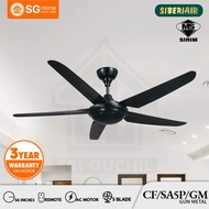 SIBERIAIR CF-SA5P-GM 56" (GUN METAL COLOR) AC MOTOR 3 SPEED 5 ABS BLADE REMOTE CONTROL CEILING FAN