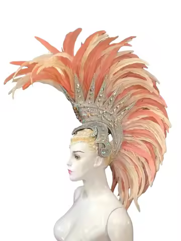 Feather headdress samba costume carnival halloween party bar performance hat makeup dance wings para