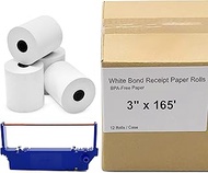 Clover White Bond Receipt Roll Paper for Star SP700 Printer - 3" x 165' (12 Rolls) and 1 Star RC700B