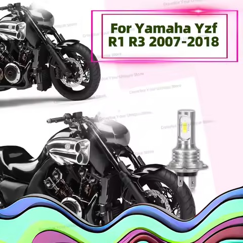1PC H7 Motorcycle Light 45W LED Moto Headlight 6000K Bulb For Yamaha Yzf R1 R3 2007-2018