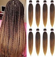 Braiding Hair-Pre Stretched Braiding Hair 8 Packs 24 Inch Ombre Prestretched Braiding Hair For Box B