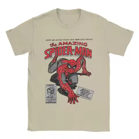 Spider-man Spiderman Movie Retro Comic Men T Shirts Creative Tees Round Neck T-Shirt 100% Cotton Bir