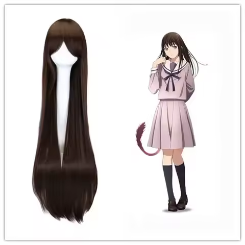 100 Cm Harajuku Cosplay Wig For Noragami Go Hiyori Dark Brown Heat Resistant Synthetic Hair Wigs Cos