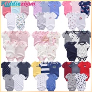 Kiddiezoom Baby Romper,5-Pack Short Sleeve Jumpsuit,100% Cotton Romper Baby Girl 0-12months