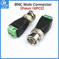 10pcs Metal Male BNC Connector Connector Plug Jack DC Adapter Audio Video Balun For Camera CCTV NVR 