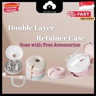 [SG] Portable Double-layer Retainer Case with Accessories Braces Box Orthodontic Retainer Dental Bra