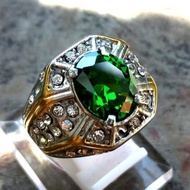 Cincin Green Aquamarine Oval Cutting Diamond