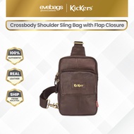 KICKERS Leather Crossbody Shoulder Sling Bag with Flap Closure KK03-IC78502S