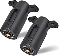 MECMO (2-Pack) RV 7 Pin Trailer Plug Splice-in Replacement Trailer Side Male End 7 Way Round RV-Styl