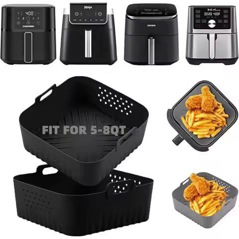 Silicone Air Fryer Liners 22.5cm Non-Stick Basket Reusable for Ninja AF181 AF180 AF141 AF140 Compati