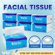 Teto 3-Ply Soft Facial Tissue 300 Sheets Premium Strong Tissue Extra Soft Extra Absorbent Soft Facia
