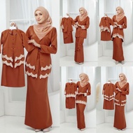 SEDONDON BAJU MELAYU DAN BAJU KURUNG SET FAMILY  brick orange , oren bata ,burnt orange