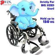 🇸🇬 ViN-46AL Big large Bariatric Detachable Wheelchair 17kg Lightweight 22 Inch Seat Width Hold 150KG