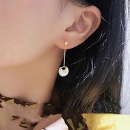 Car 18K gold studded with diamond tassel white shell amulet earrings AU750 women fashion senior sens