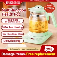 【NEW】IREMMO 1.5L Health Pot Electric Glass Kettle 316 Stainless Steel Multi Tea/Soup Maker 24H timer