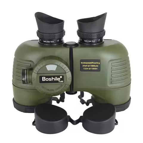 Powerful Marine Binoculars Boshile 7x50 Waterproof Telescope With Rangefinder Compass BAK4 Prism FMC