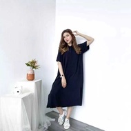 Latest Korean Style Crinkle Airflow Midi Dress