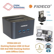 FIDECO YPZ04-S2H-U3 USB 3.0 to SATA Dual Bay Hard Drive Docking Station with 3-port USB3.0 Hub