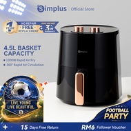 Simplus Oven Air Fryer 4.5L 1300W Control 360°Hot Air Circulation  Non-Stick Coating Simple Knob Pen